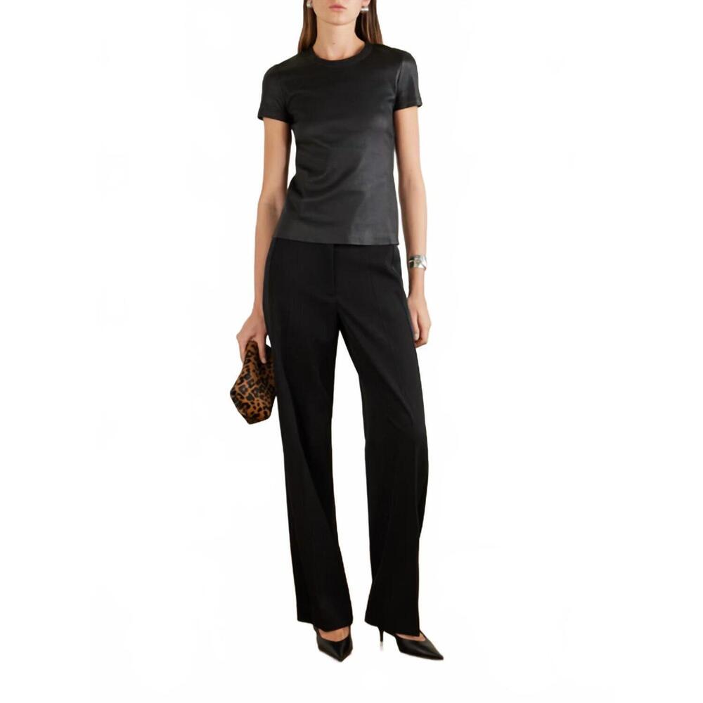NEW STOULS leather t-shirt in black